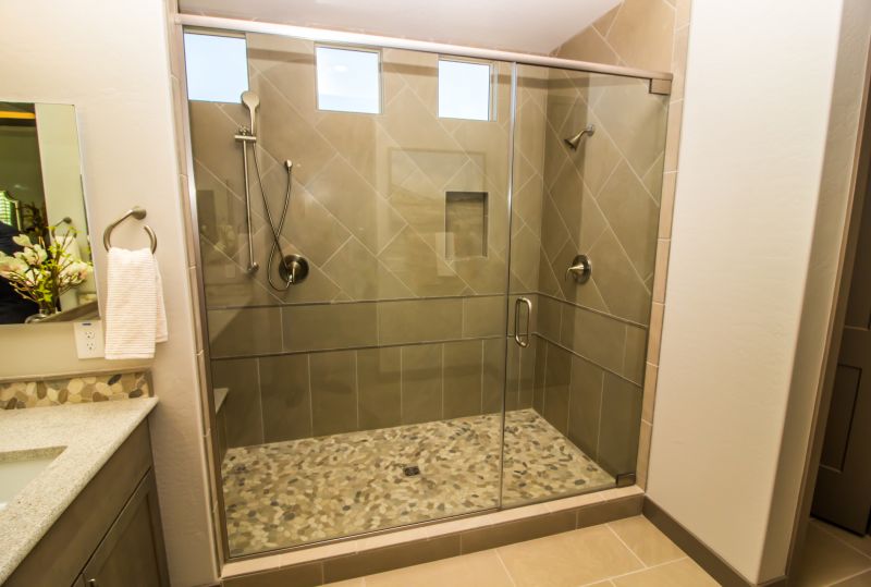 Glass Shower Enclosure with Custom Tiles